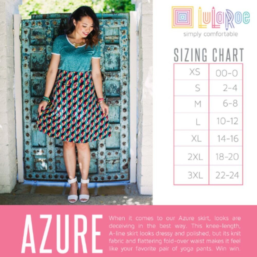 LuLaRoe NWT Blue and Gold Floral Azure Skirt Size XS - Picture 6 of 6